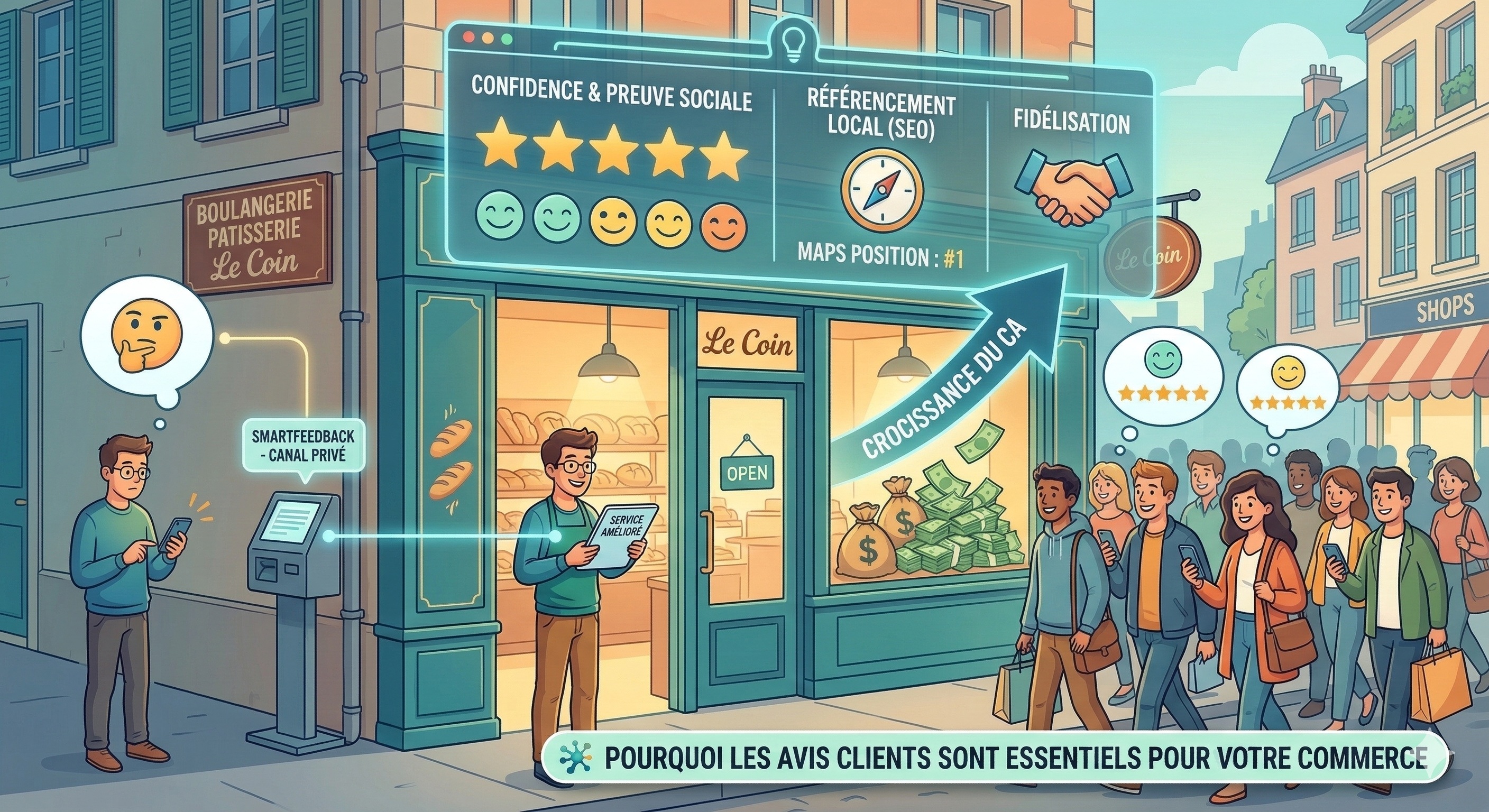 Illustration de l'importance des avis clients et de la réputation en ligne
